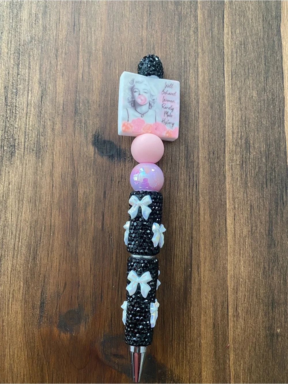 New Marylin Monroe Black & Pink Decorative Beaded Pen